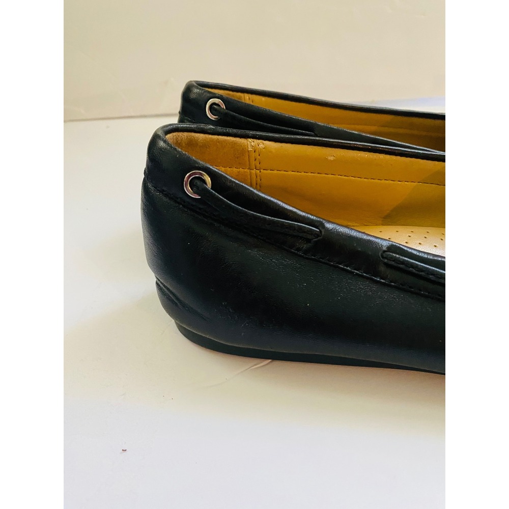 Michael Kors Black Leather Moccasin Loafers Bow Flats Silver Hardware sz 9.5 - Picture 7 of 9